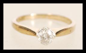 A hallmarked 9ct gold single stone solitaire ring