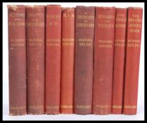 A set of eight Rudyard Kipling hard backed novels