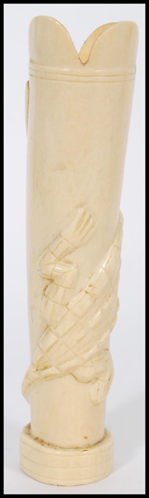 An early 20th century Ivory vase having relief dec - Image 10 of 18