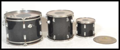 A three piece Hohner drum kit, black body, to incl