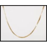 A hallmarked 9ct gold large box link necklace chai