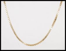 A hallmarked 9ct gold large box link necklace chai