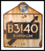 RARE ORIGINAL 1960'S RAC ENAMEL ROAD SIGN FOR BURN