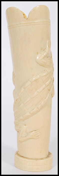 An early 20th century Ivory vase having relief dec - Image 9 of 18