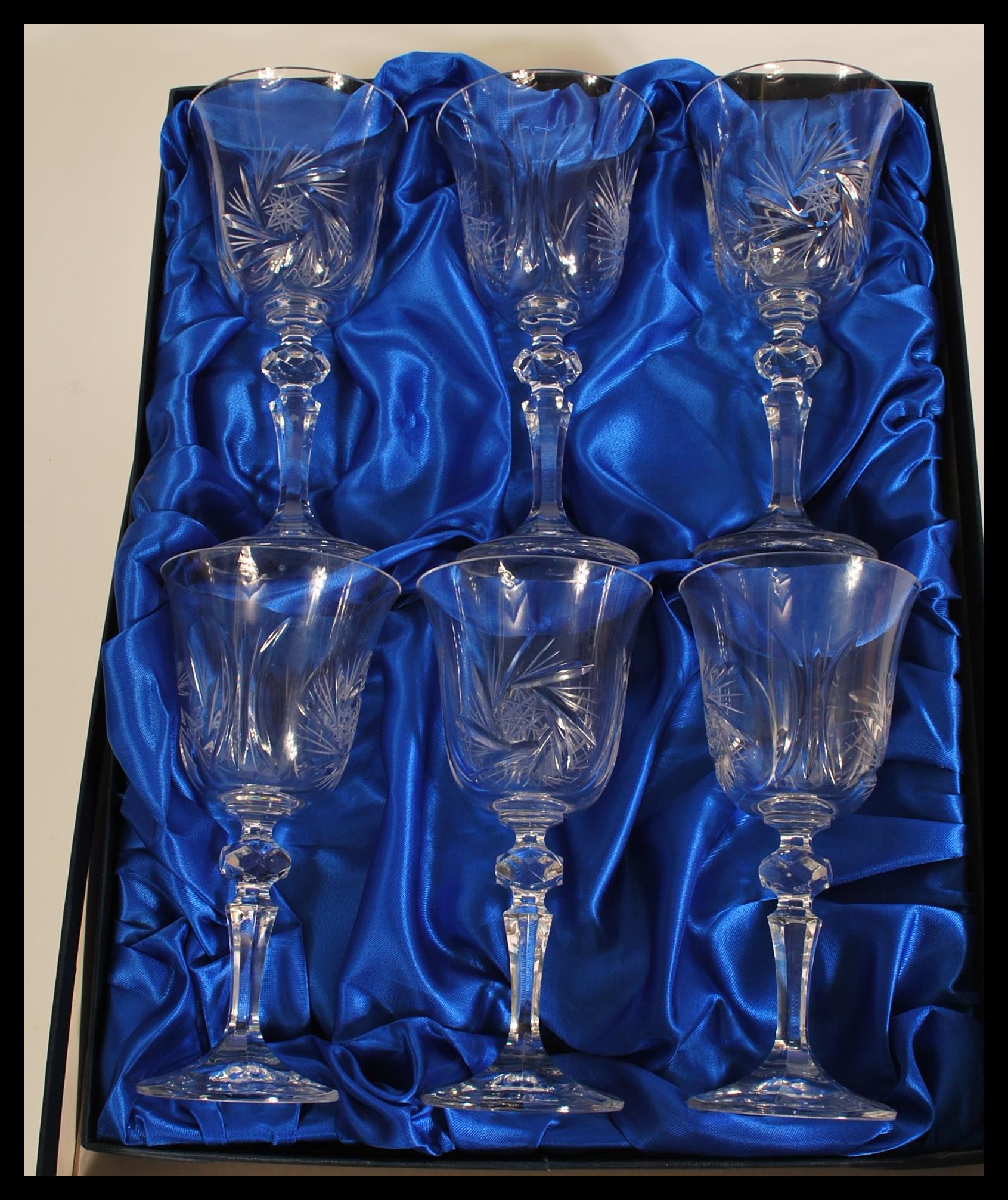 A boxed set of Bohemia Crystal cut glass wine glas - Bild 4 aus 4