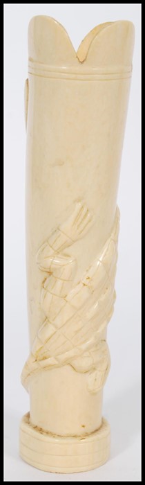 An early 20th century Ivory vase having relief dec - Image 4 of 18