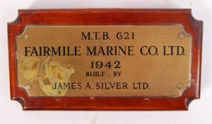 RARE FAIRMILE MARINE WWII MOTOR TORPEDO BOAT MAKER'S PLAQUE