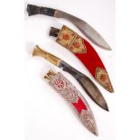 TWO 20TH CENTURY MIDDLE EASTERN KUKRI KNIVES