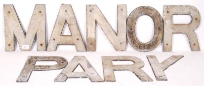 ORIGINAL BR BRITISH RAILWAYS CAST METAL SIGN LETTERS ' MANOR PARK '