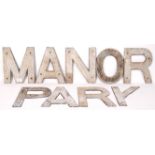 ORIGINAL BR BRITISH RAILWAYS CAST METAL SIGN LETTERS ' MANOR PARK '