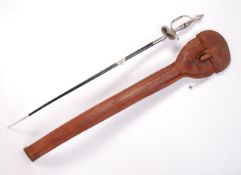 EARLY 20TH CENTURY STEEL COURT SWORD WITH SCABBARD