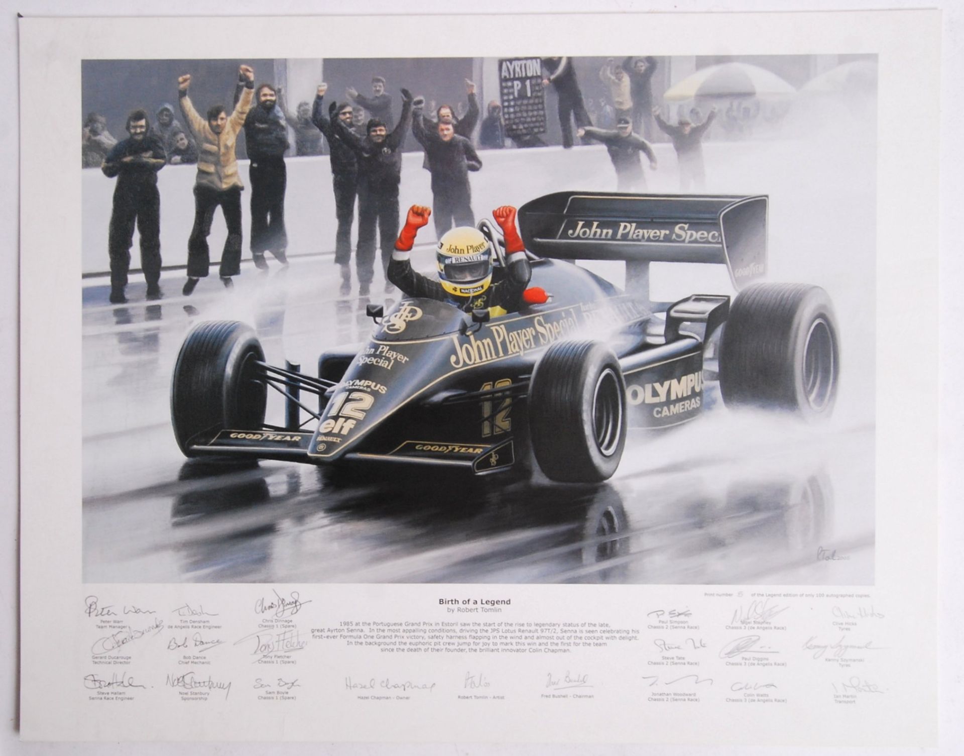 FORMULA ONE GRAND PRIX ROBERT TOMLIN 'BIRTH OF A LEGEND' PRINT