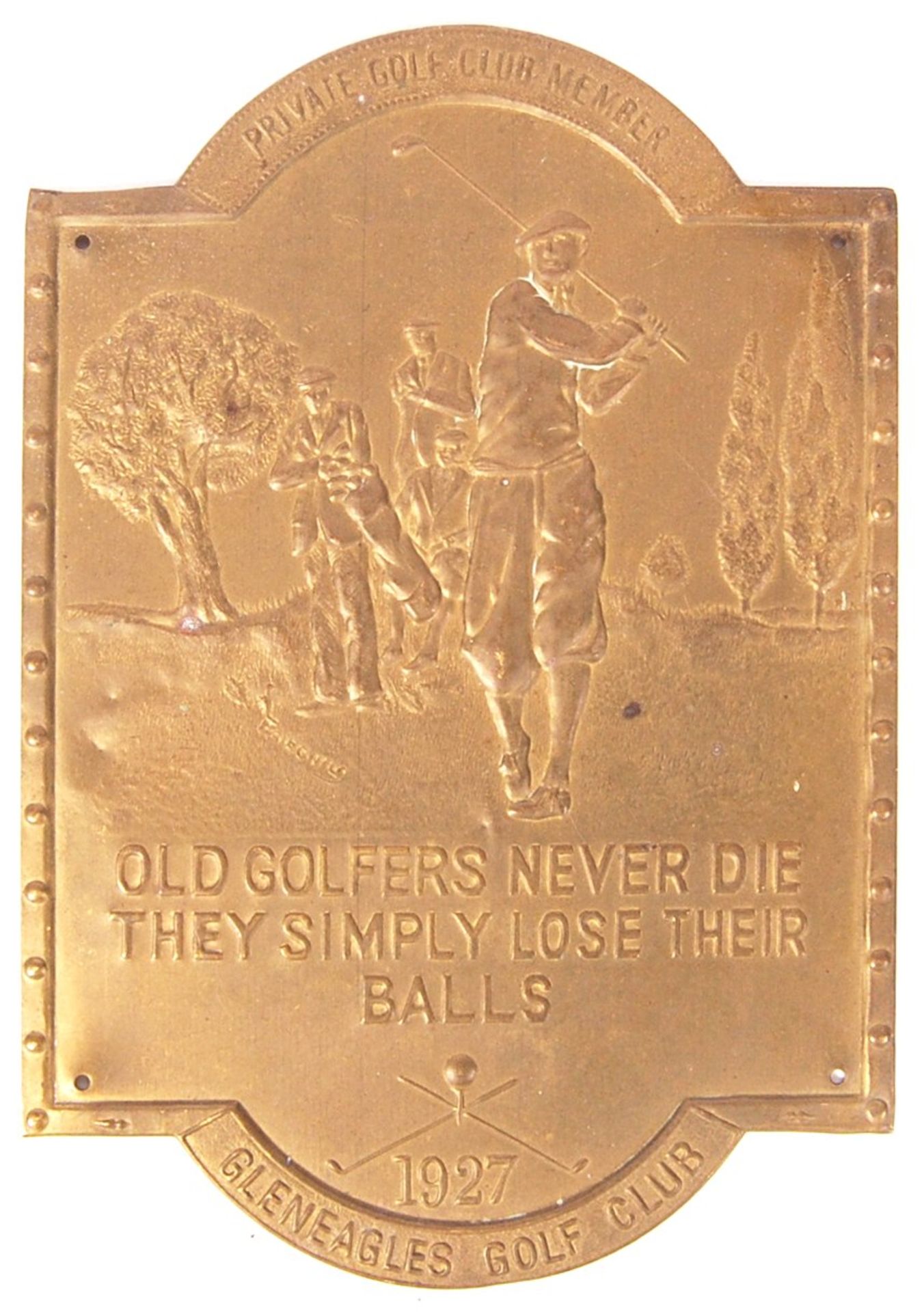 RARE VINTAGE GLENEAGLES GOLF CLUB MEMBER'S PLAQUE