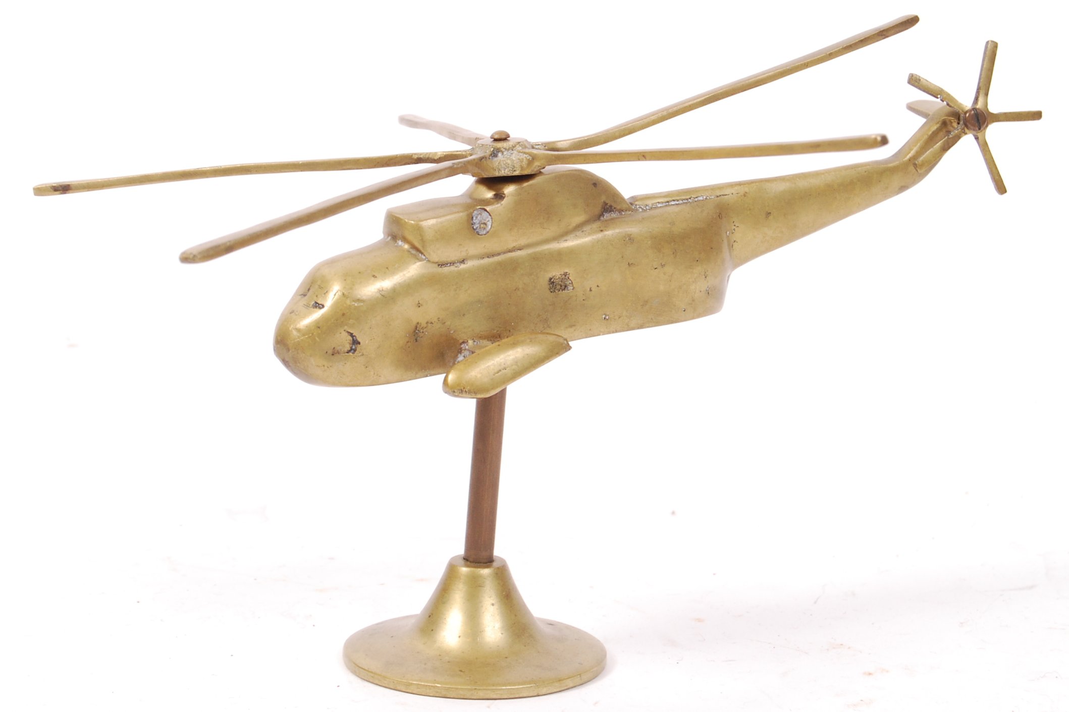 20TH CENTURY BRASS STATUE OF A SEA KING HELICOPTER