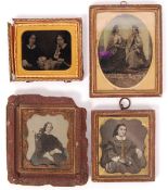 FOUR ANTIQUE 19TH CENTURY AMERICAN AMBROTYPE PHOTO