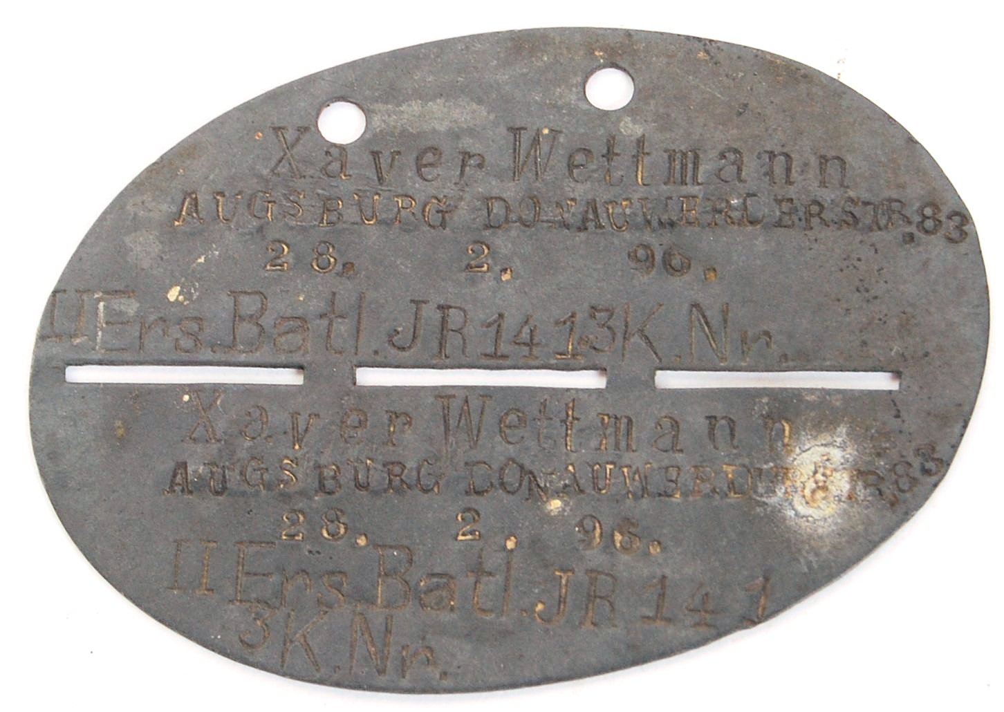 WWI GERMAN FIRST WORLD WAR ALLOY SOLDIER ID TAGS - Image 2 of 4