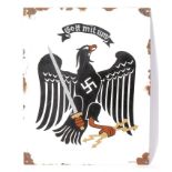 WWII SECOND WORLD WAR STYLE GERMAN NAZI ' GOTT MIT UNS ' ENAMEL SIGN