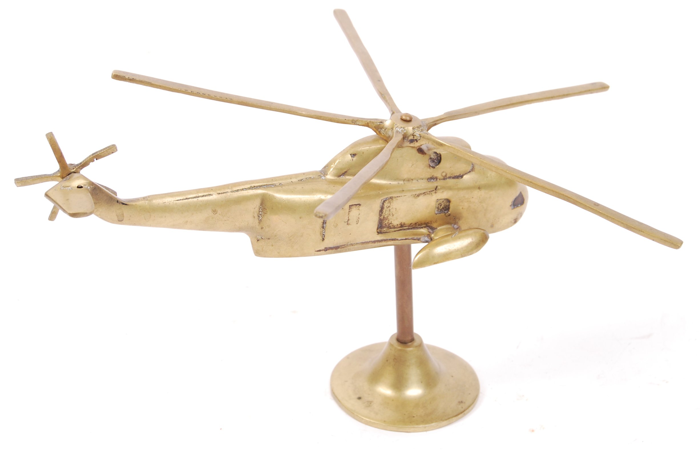 20TH CENTURY BRASS STATUE OF A SEA KING HELICOPTER - Image 3 of 3