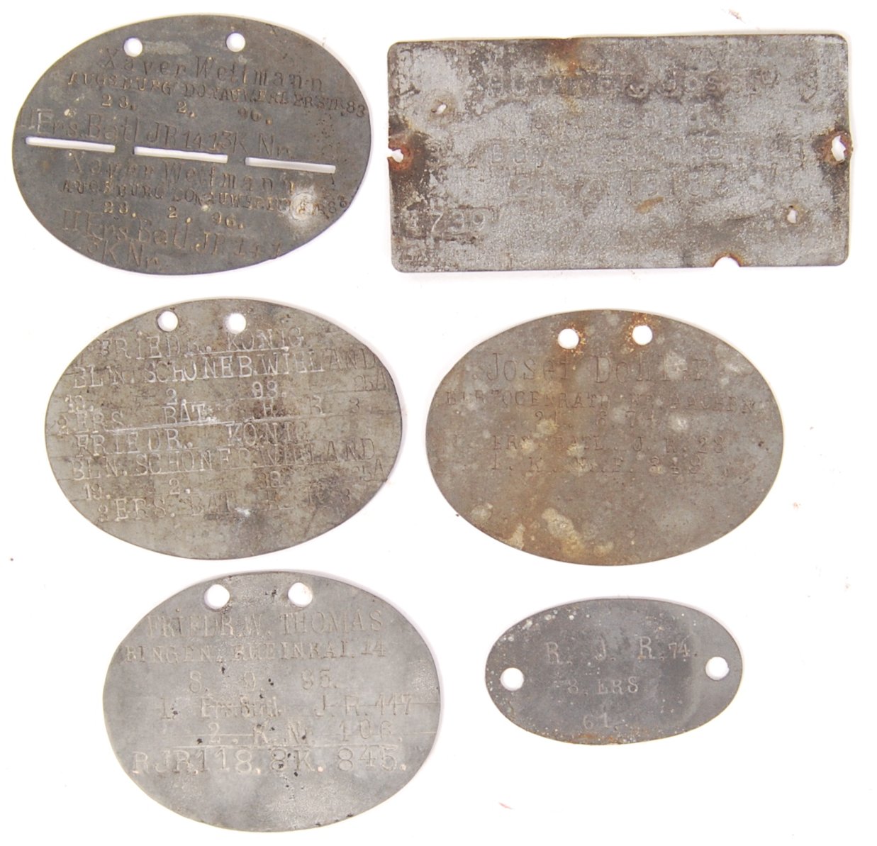 WWI GERMAN FIRST WORLD WAR ALLOY SOLDIER ID TAGS