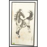 A Chinese print of a horse being framed and glazed