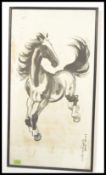 A Chinese print of a horse being framed and glazed