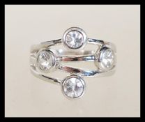 A sterling silver 925 large ring of crossover form