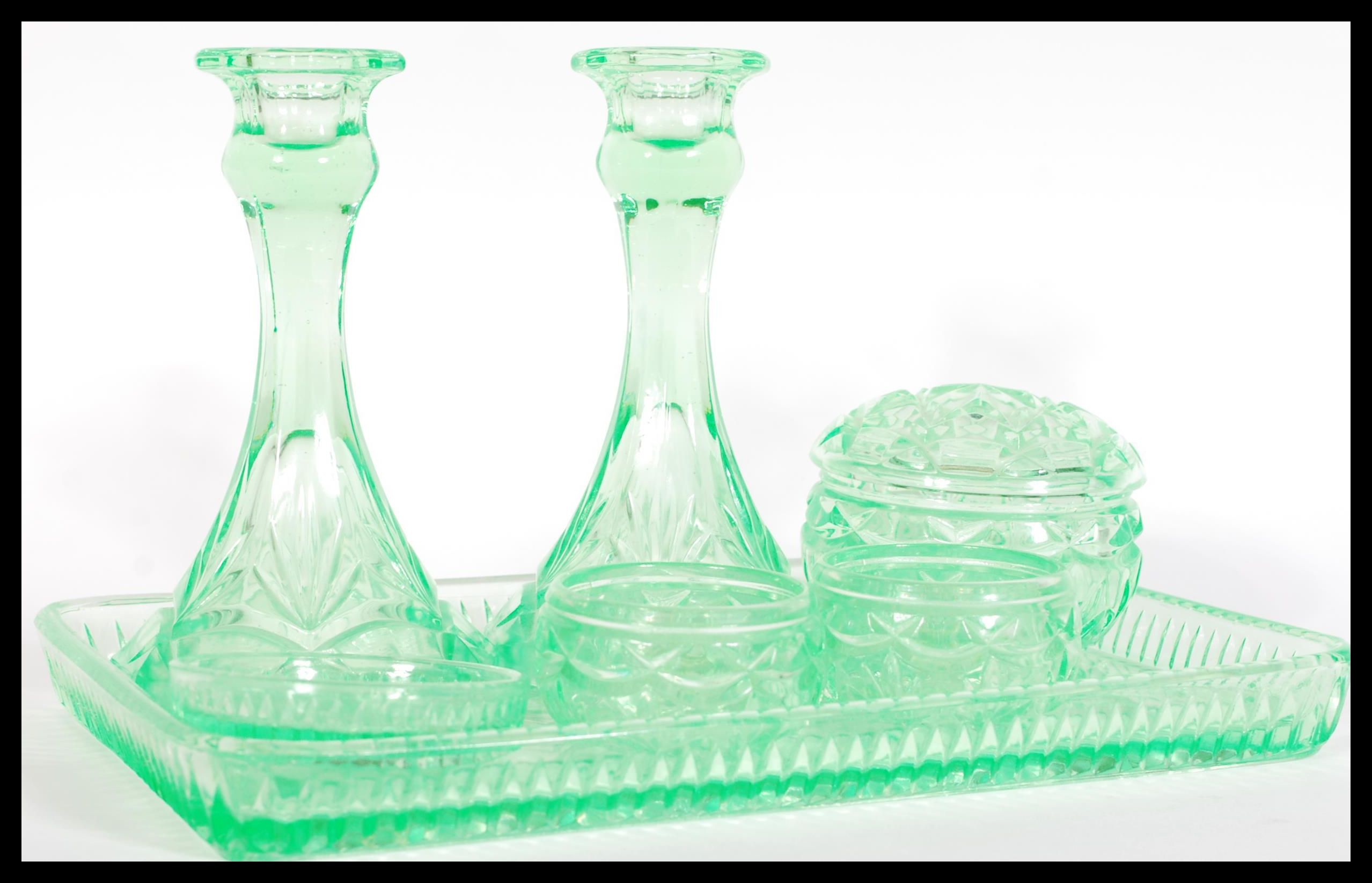 An early 20th Century Art Deco green uranium glass