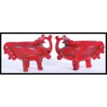 A pair of 20th Century Chinese faux Cinnabar lacqu