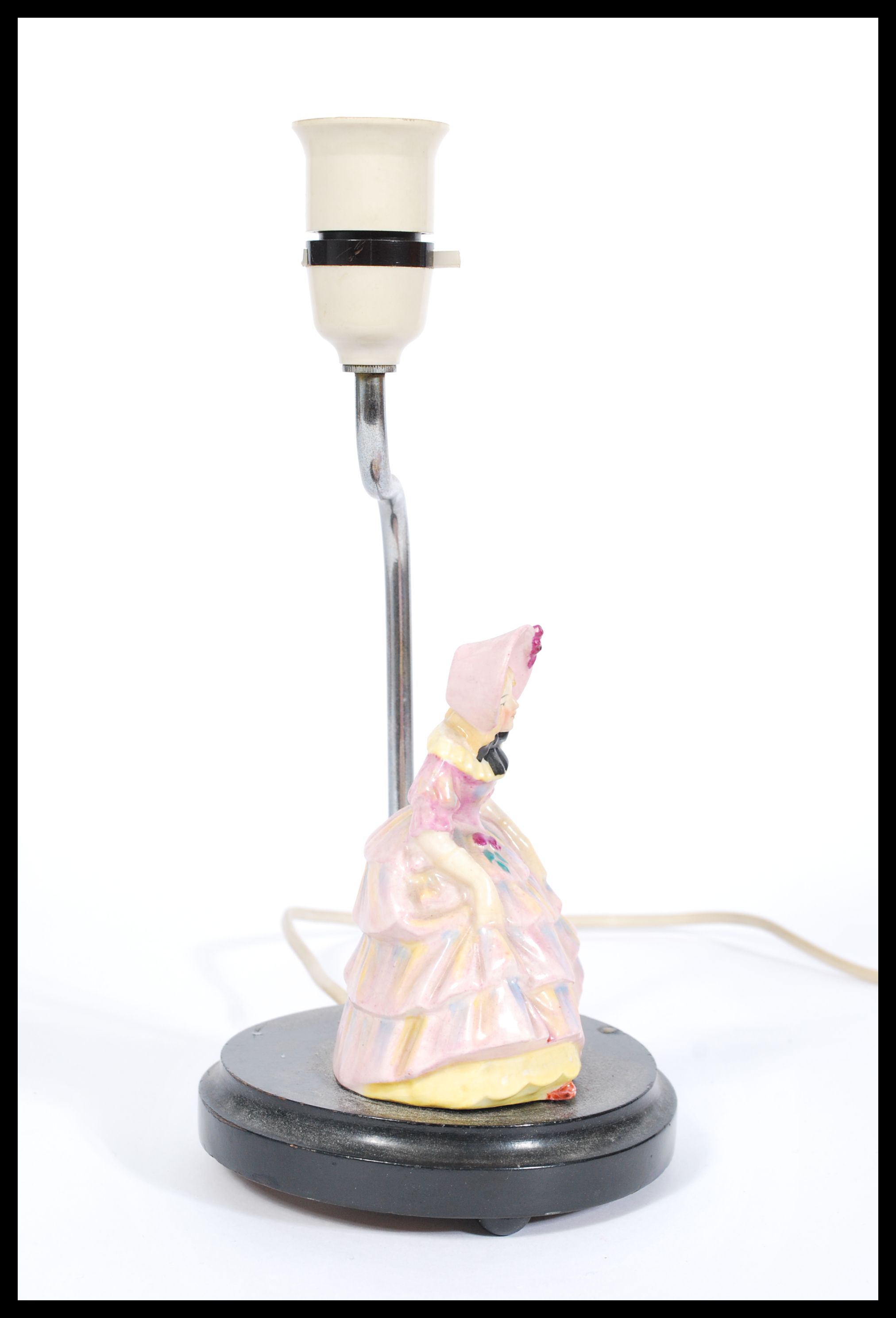 A Royal Doulton ceramic figurine lamp of a lady in - Image 3 of 5