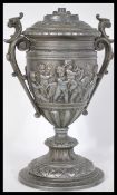 A 19th Century French cast metal / pewter twin han