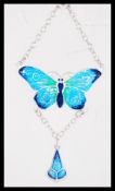 A sterling silver and enamel butterfly panel neckl