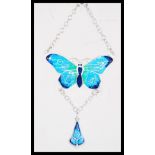 A sterling silver and enamel butterfly panel neckl