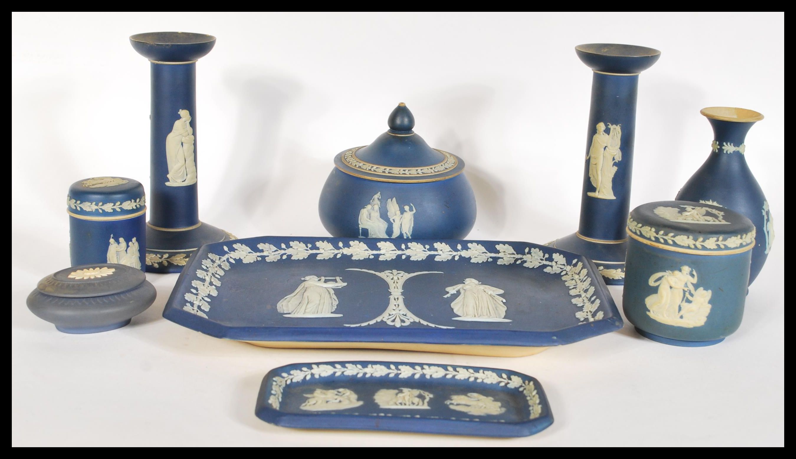 A collection of Wedgwood jasperware items dating f