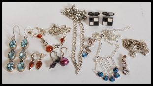 A selection of silver jewellery to include silver