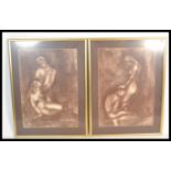 A pair of large prints of charcoal nude studies de