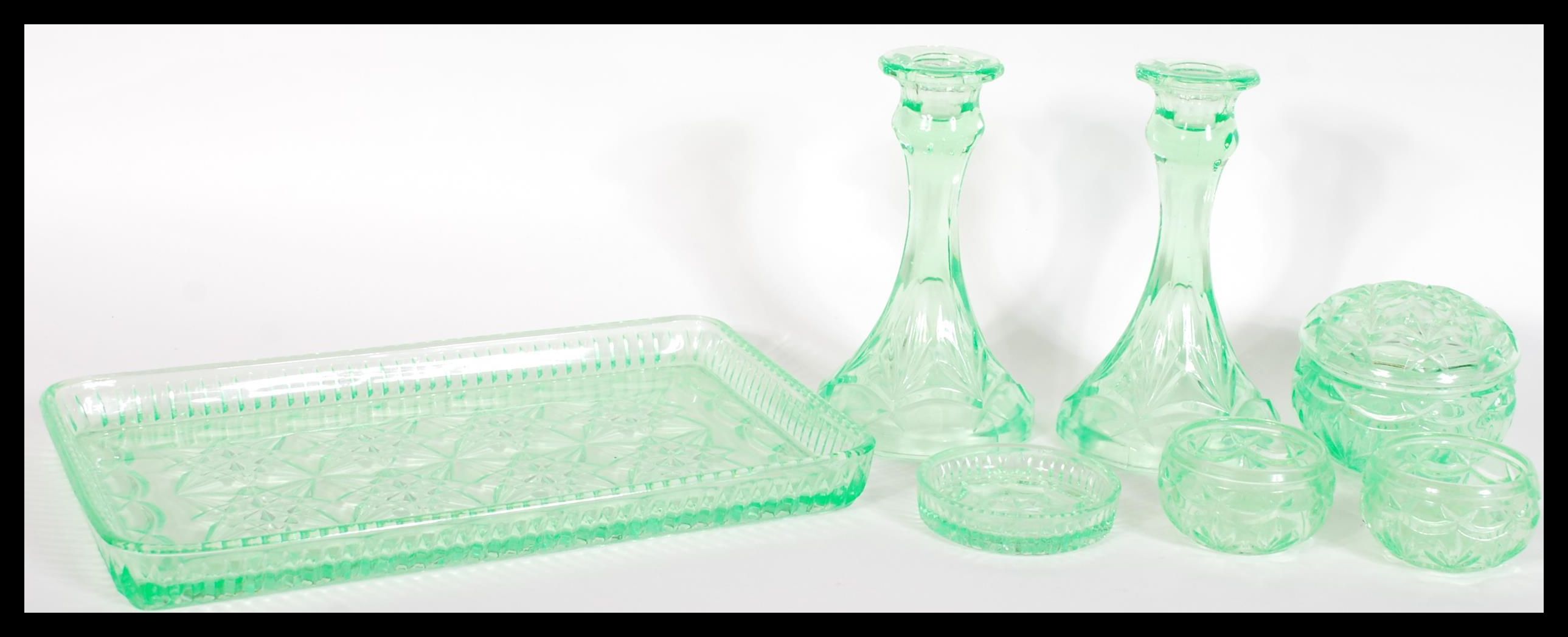 An early 20th Century Art Deco green uranium glass - Image 3 of 4