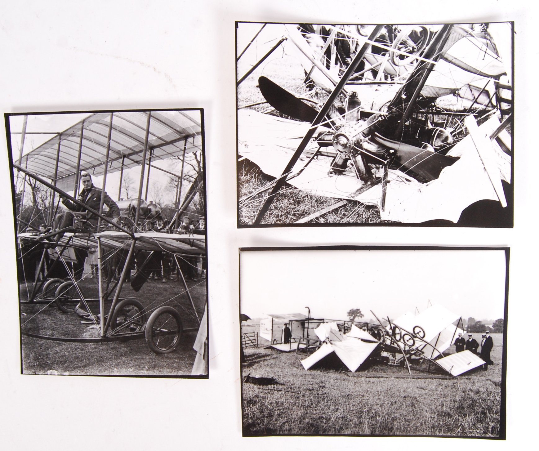 EARLY AVIATION AEROPLANE CRASH GLASS PLATE NEGATIV