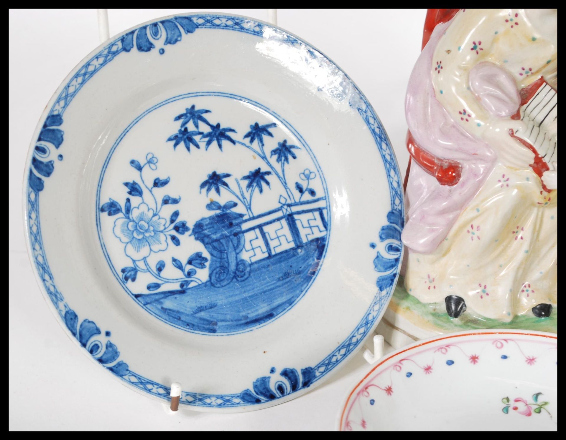 A collection of mixed ceramic items dating from the 18th Century to include two Chinese tea bowls - Image 2 of 8