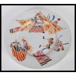 A 19th Century Japanese plate hand decorated with Samurai warriors and standards having character