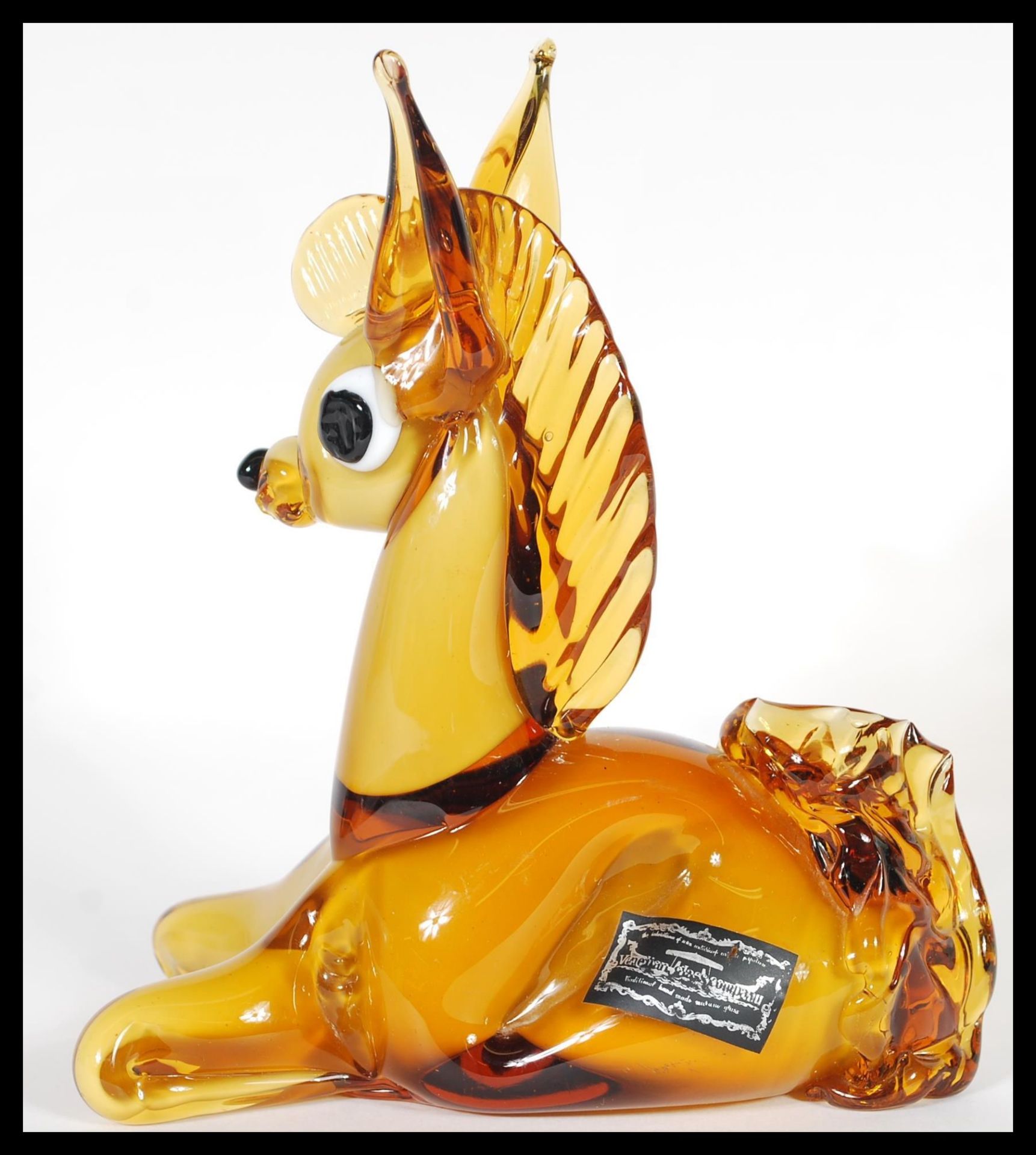 Murano - A vintage retro 20th Century Venetian studio art glass figurine in the form of a deer - - Bild 3 aus 5