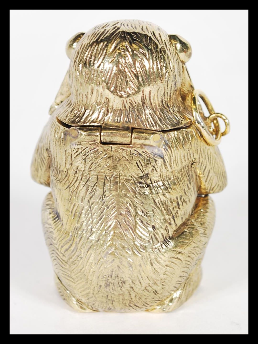 A brass novelty vesta case in the form of a monkey deep in thought. - Image 2 of 4
