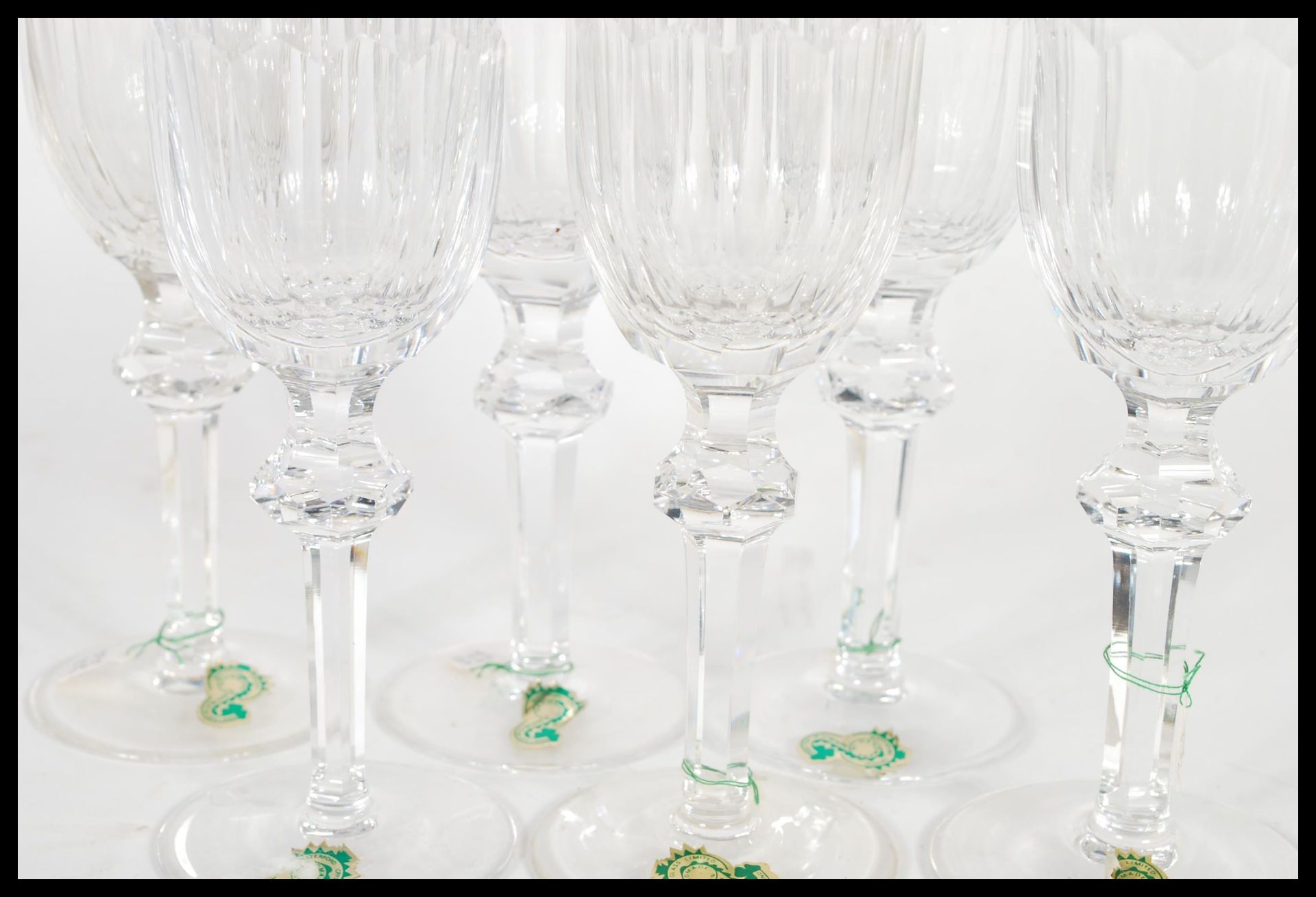 A set of 6 Irish Waterford crystal wine glasses. Facet cut stems with deep bowls all having the - Bild 3 aus 4