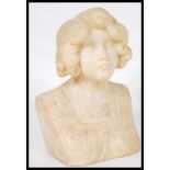 An early 20th Century Italian alabaster bust statue depicting a lady having great carving and