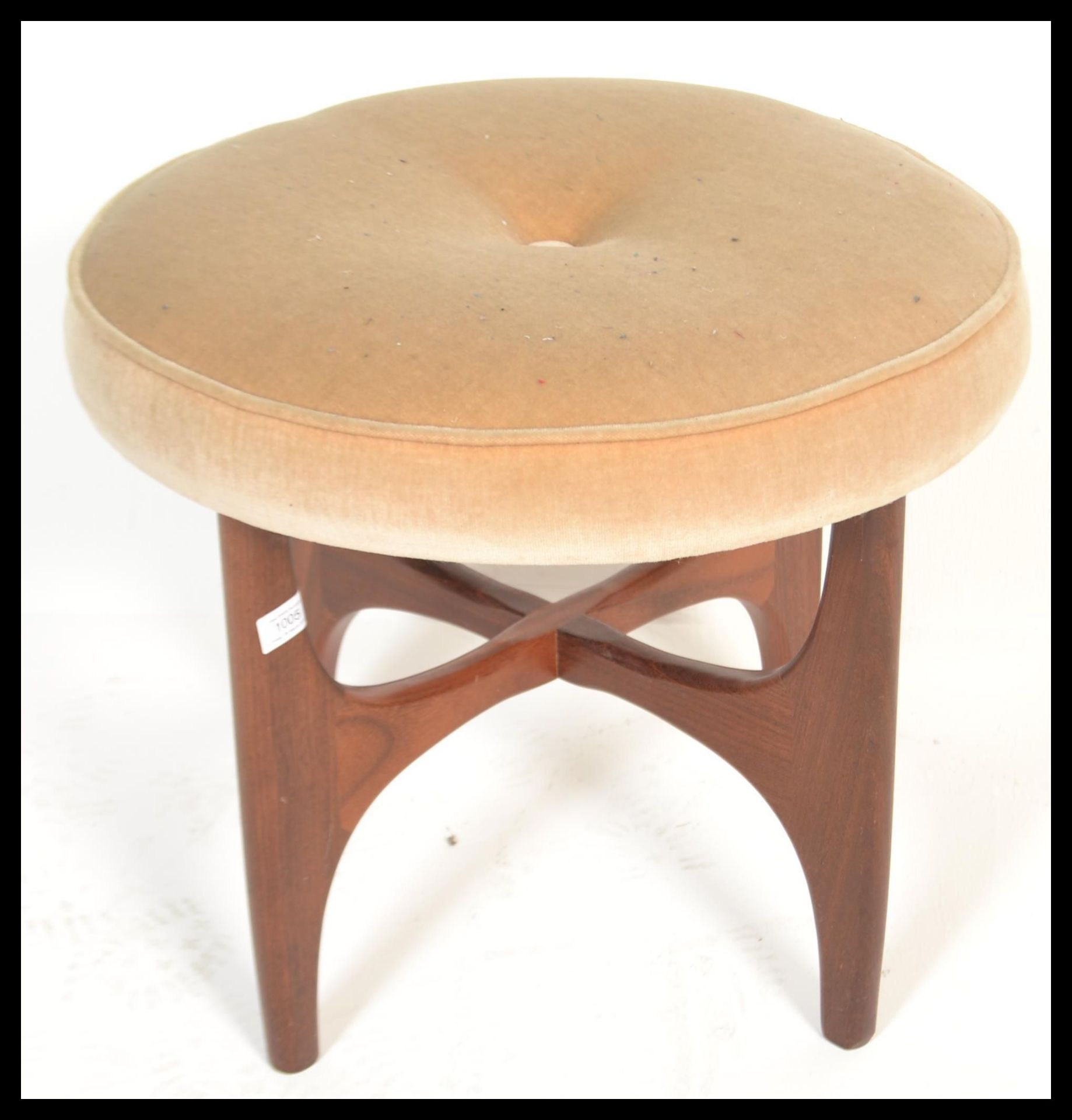 A retro 20th century teak wood circular G-Plan dressing table stool raised on teak wood x-cross base - Image 2 of 5