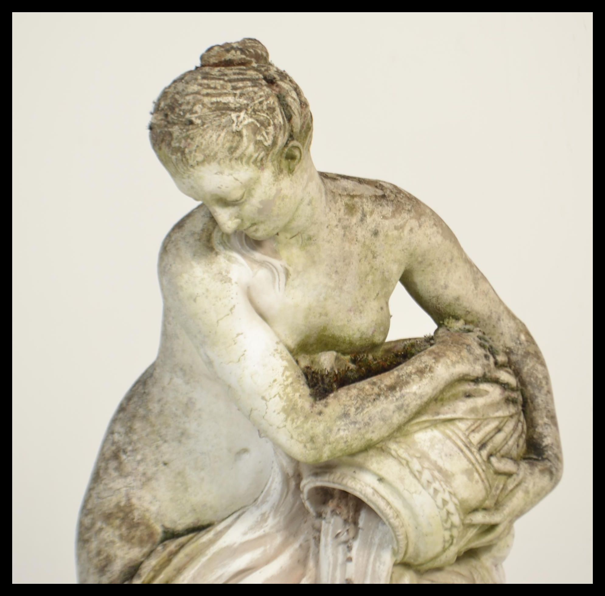 A 20th Century cast concrete composite weathered garden stoneware figurine in the form of a - Image 4 of 5