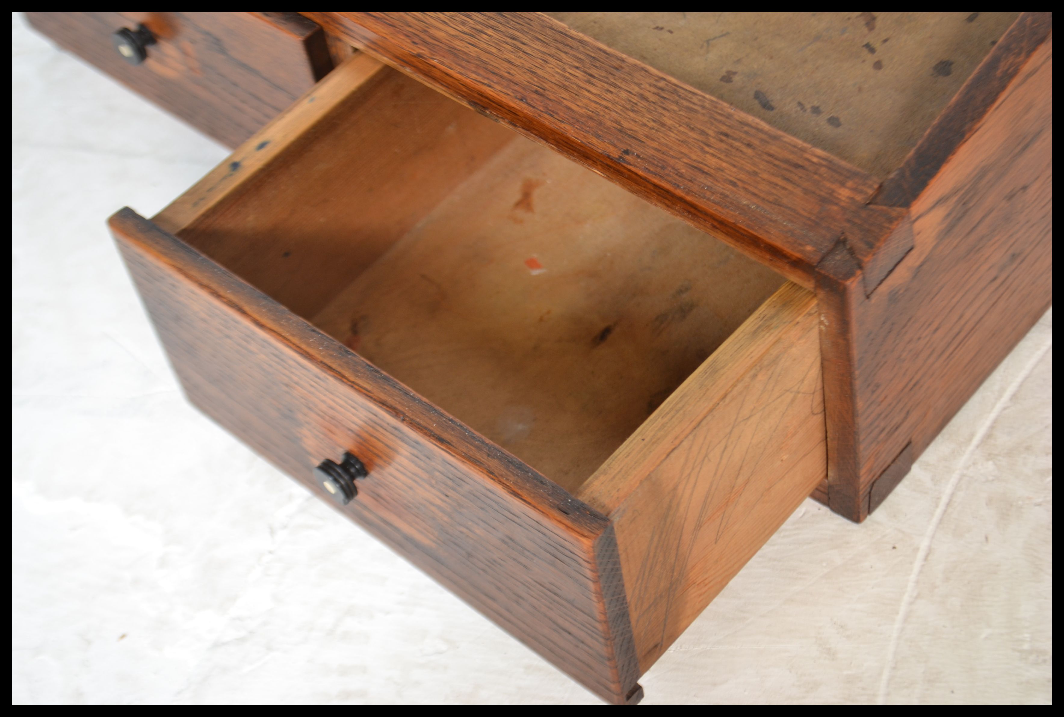 A group of early 20th Century industrial furniture to include a writing slope, pair of specimen - Image 4 of 5