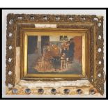 A late 19th / early 20th Century oil on paper on board Swiss school painting depicting a team of