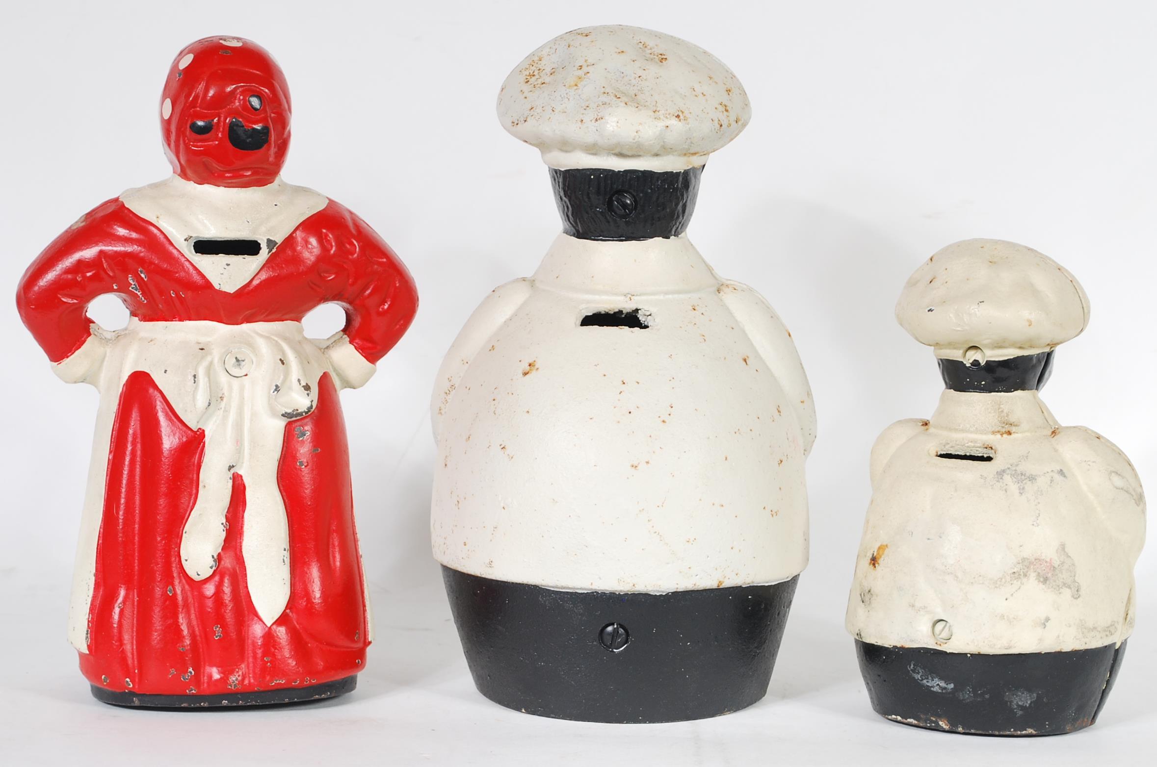 A collection of three cast metal Negro money boxes in the form of jolly fat chef's and a cook. All - Image 2 of 2