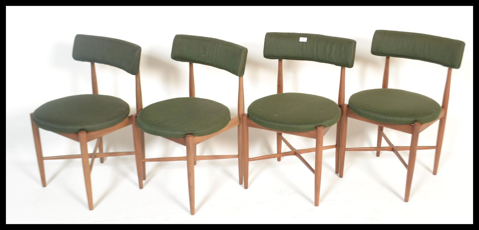 A set of four teak G-plan dining chairs designed by Koford Larsen. Raised on tapered turned legs - Image 2 of 9