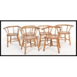 A rare set of six 19th Century Victorian beech and elm Quaker children or child's school chairs